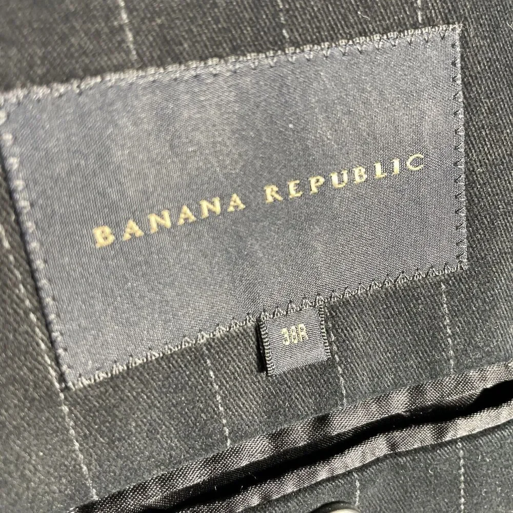 Banana Republic Suit Jacket/Blazer-Black Velvet Striped-Cotton-Size 38R